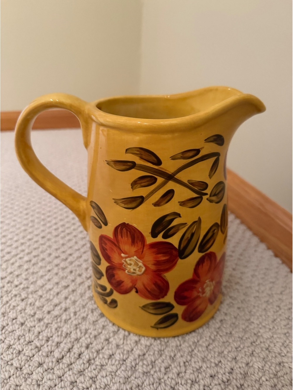 Vintage Le Soliel hand painted water pitcher